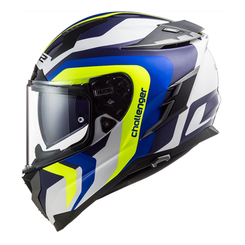 Integrálna prilba na motocykel LS2 FF327 Challenger Galactic modro-bielo-fluorescenčno žltá výpredaj