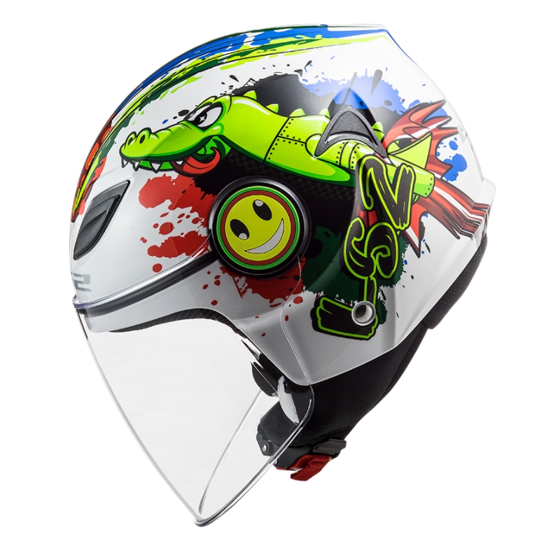 Detská otvorená prilba na motocykel LS2 OF602 Funny Croco biela