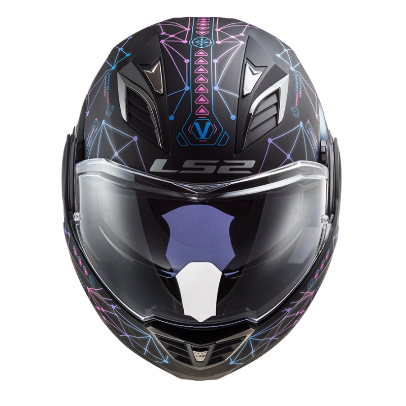 Preklápacia prilba na motocykel LS2 FF900 Valiant II Stellar čierno-modro-ružová