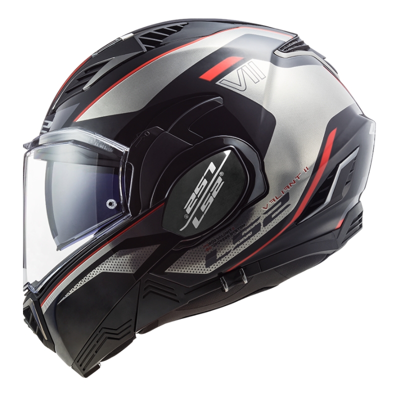 Preklápacia prilba na motocykel LS2 FF900 Valiant II Hub čierno-šedo-červená