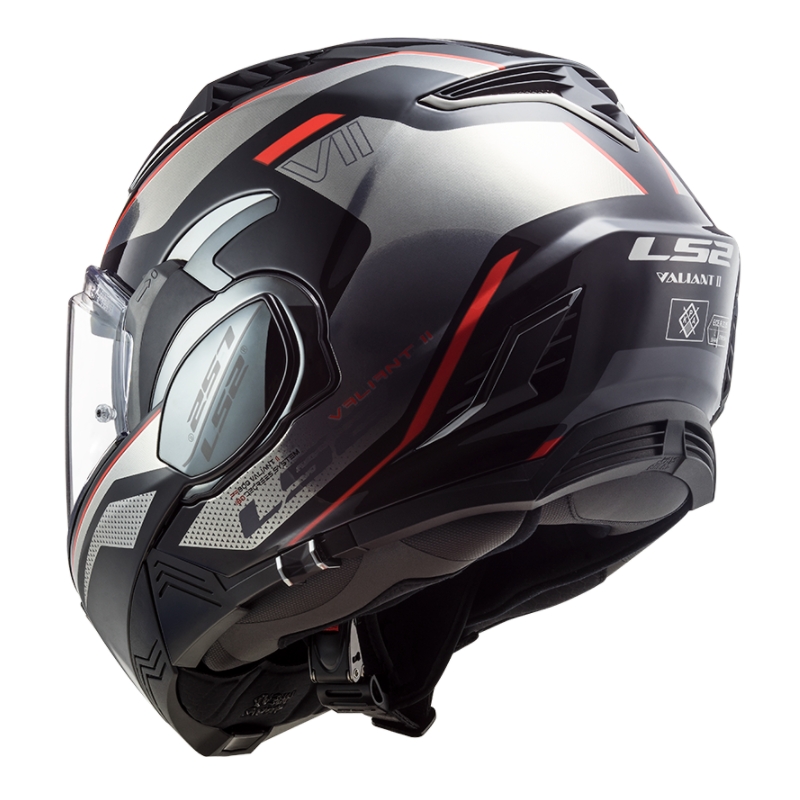 Preklápacia prilba na motocykel LS2 FF900 Valiant II Hub čierno-šedo-červená