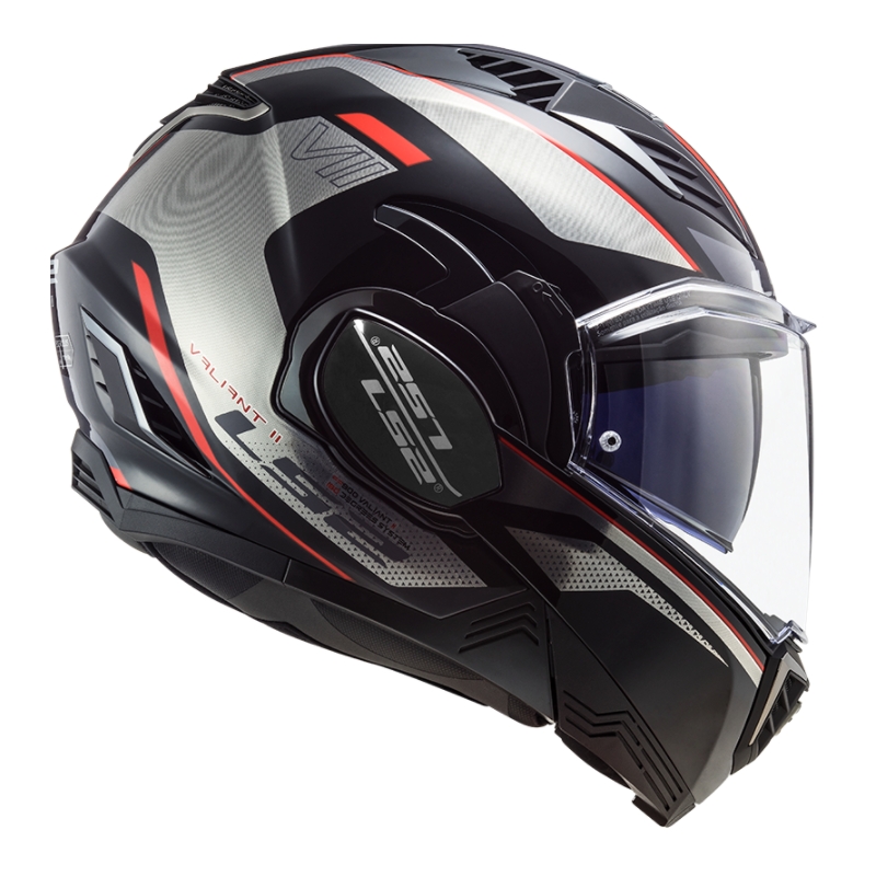 Preklápacia prilba na motocykel LS2 FF900 Valiant II Hub čierno-šedo-červená
