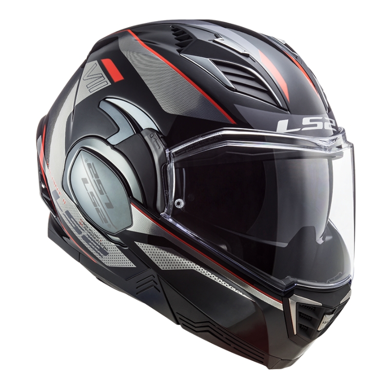 Preklápacia prilba na motocykel LS2 FF900 Valiant II Hub čierno-šedo-červená