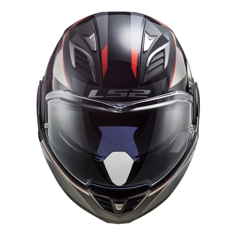 Preklápacia prilba na motocykel LS2 FF900 Valiant II Hub čierno-šedo-červená