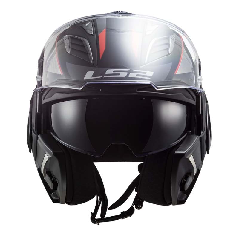 Preklápacia prilba na motocykel LS2 FF900 Valiant II Hub čierno-šedo-červená