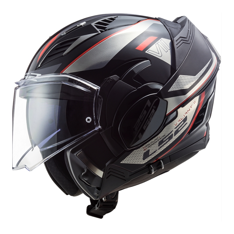 Preklápacia prilba na motocykel LS2 FF900 Valiant II Hub čierno-šedo-červená
