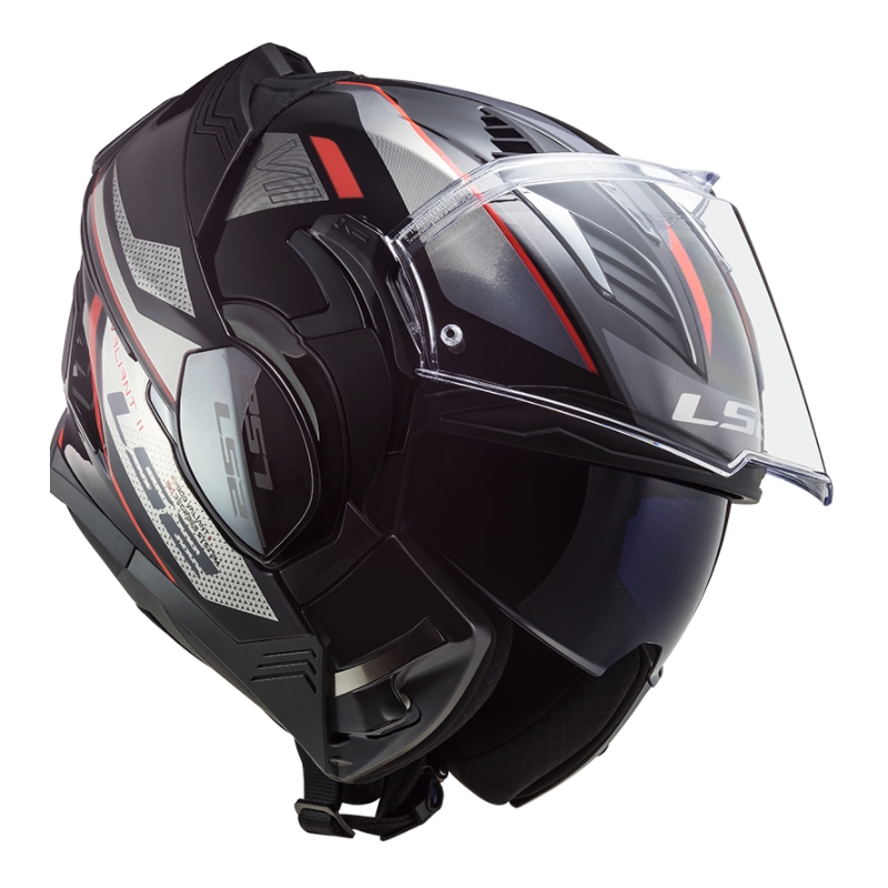 Preklápacia prilba na motocykel LS2 FF900 Valiant II Hub čierno-šedo-červená