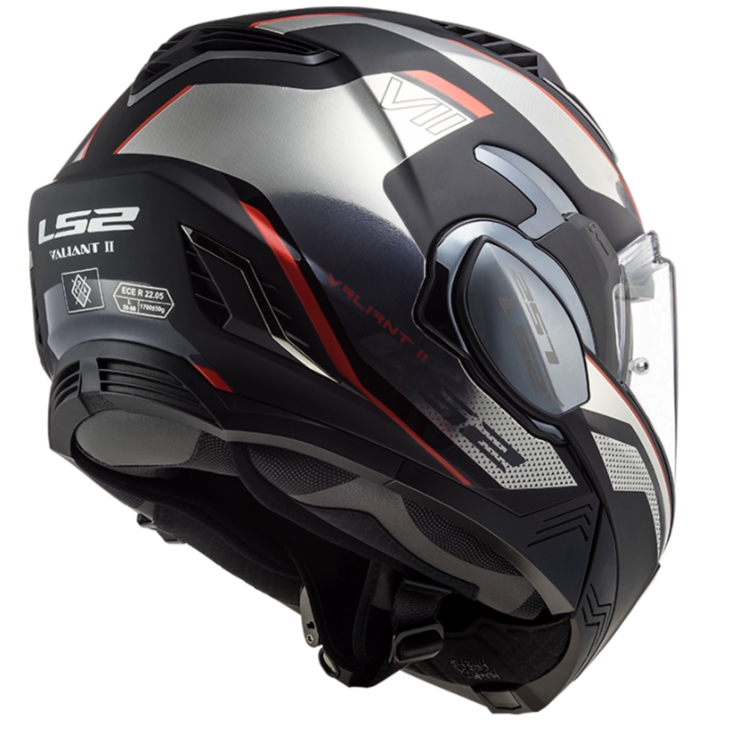 Preklápacia prilba na motocykel LS2 FF900 Valiant II Hub čierno-šedo-červená