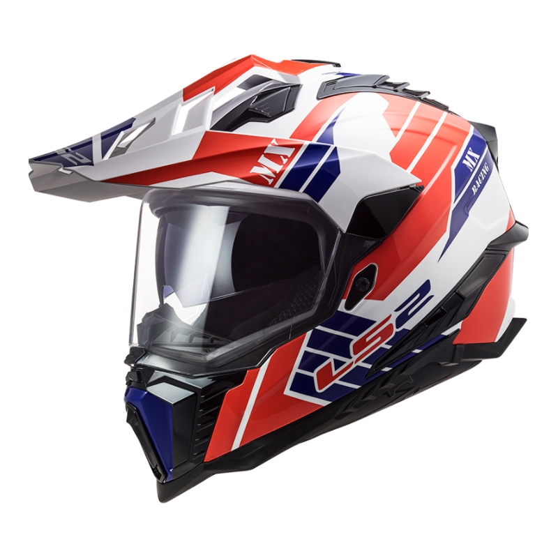 Enduro prilba LS2 MX701 Explorer Atlantis bielo-modro-červená výpredaj