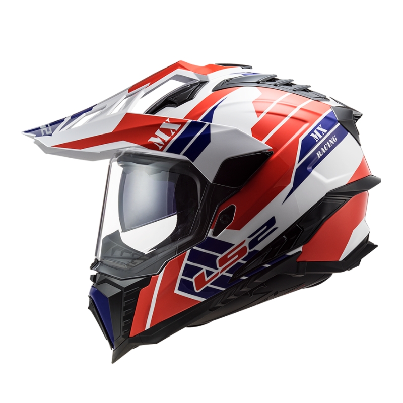 Enduro prilba LS2 MX701 Explorer Atlantis bielo-modro-červená výpredaj