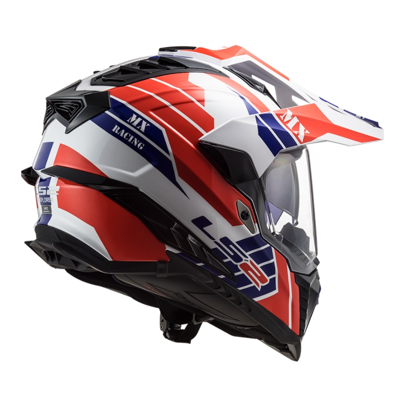 Enduro prilba LS2 MX701 Explorer Atlantis bielo-modro-červená výpredaj