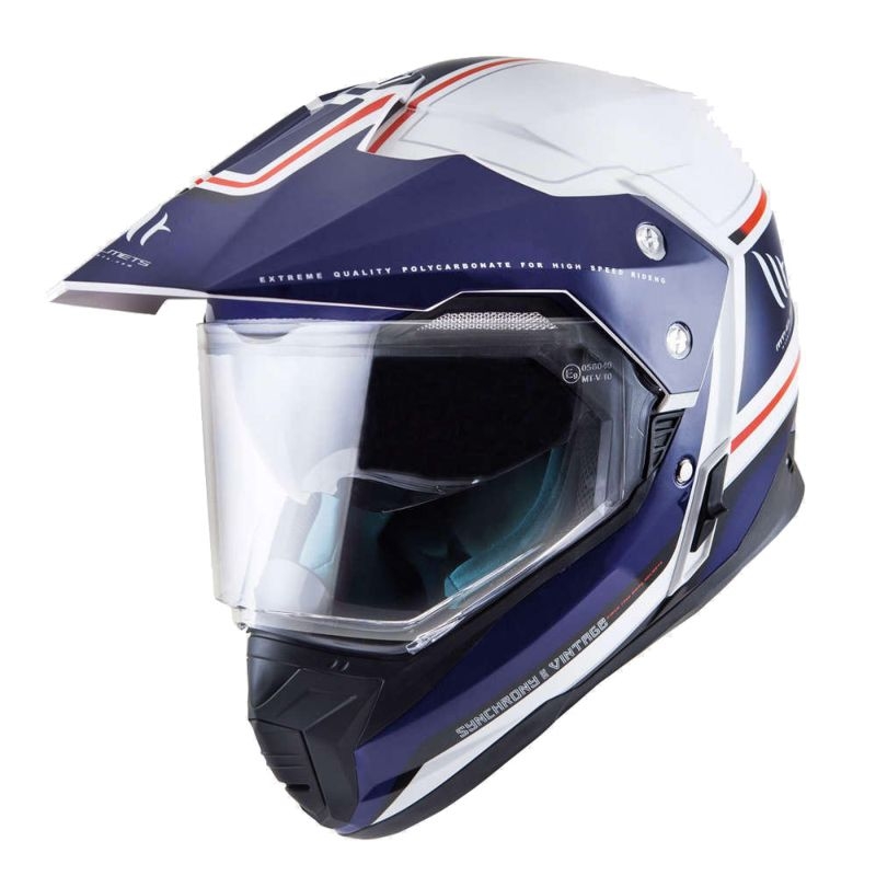 Enduro prilba MT Synchrony Duosport SV Tourer bielo-modro-červená - II. akosť