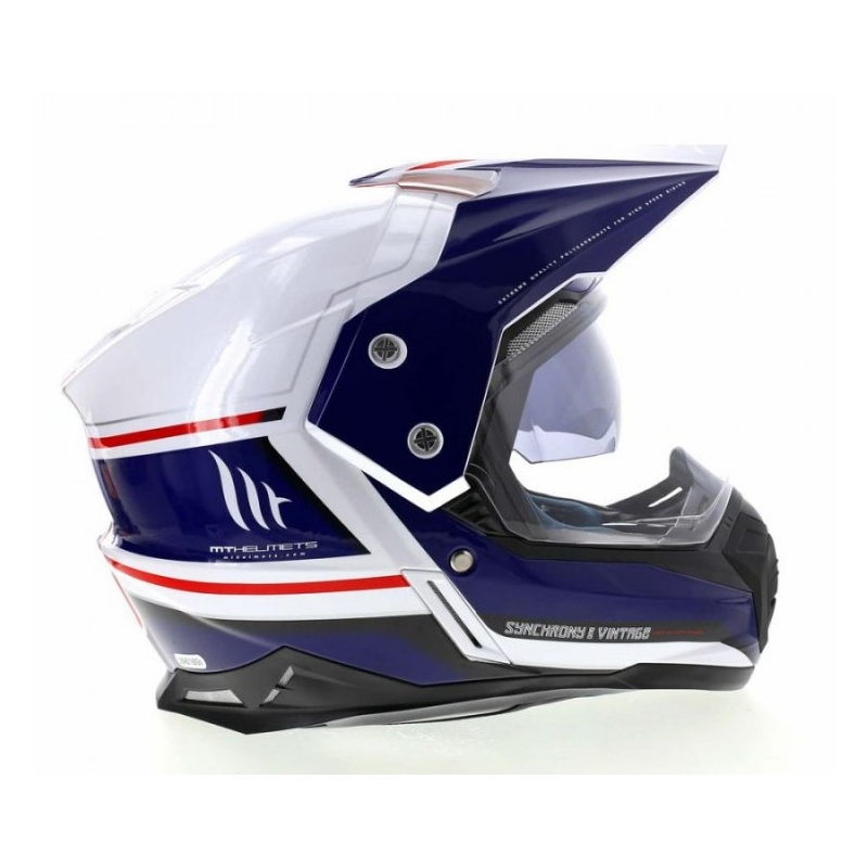 Enduro prilba MT Synchrony Duosport SV Tourer bielo-modro-červená - II. akosť