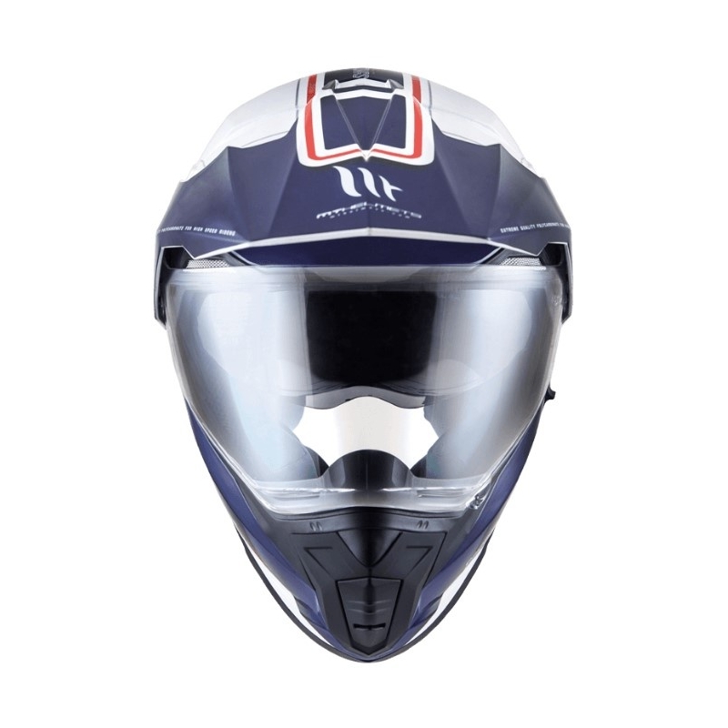 Enduro prilba MT Synchrony Duosport SV Tourer bielo-modro-červená - II. akosť