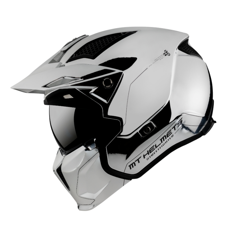 Otvorená prilba s maskou MT Streetfighter SV Chromed strieborná výpredaj