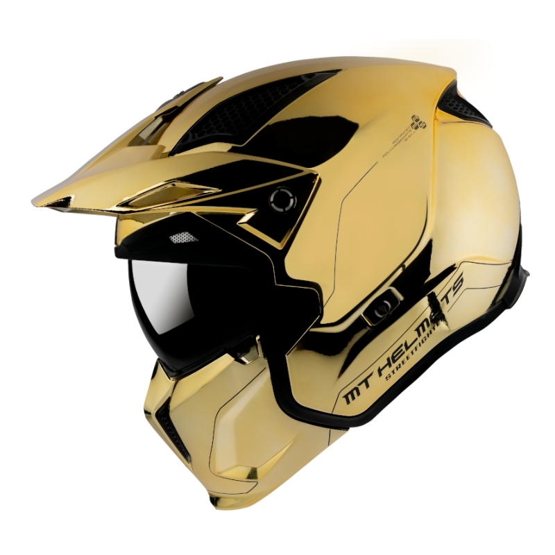 Otvorená prilba s maskou MT Streetfighter SV Chromed zlatá výpredaj