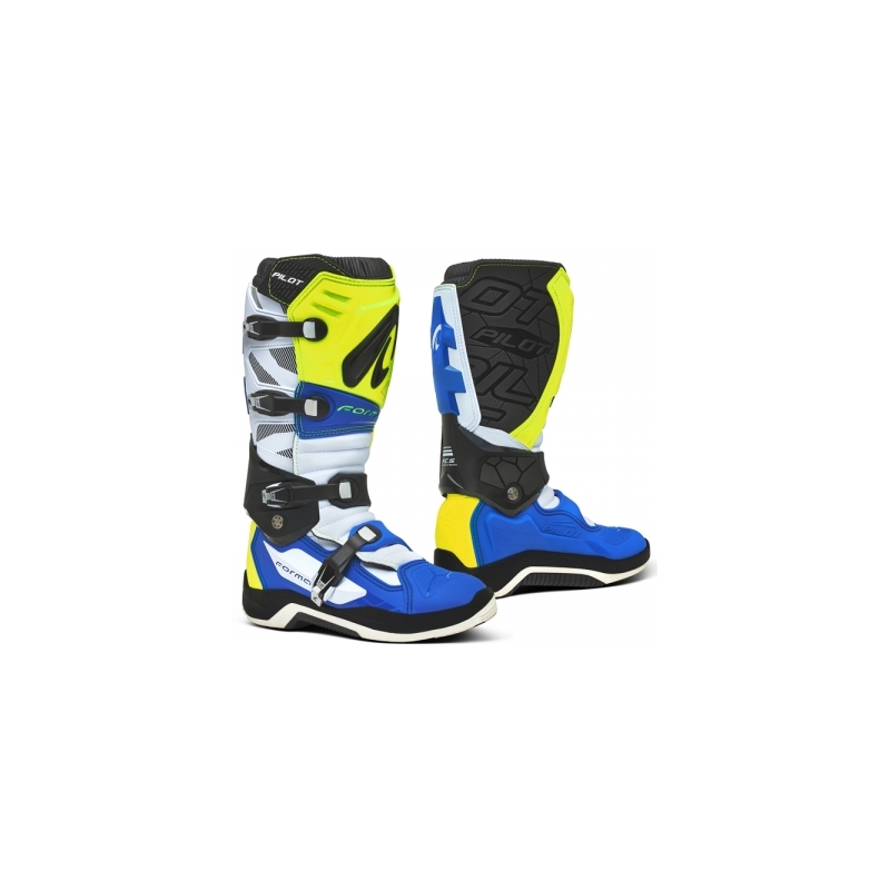 Vysoké čižmy na motocykel Forma Pilot modro-bielo-fluorescenčno žlté