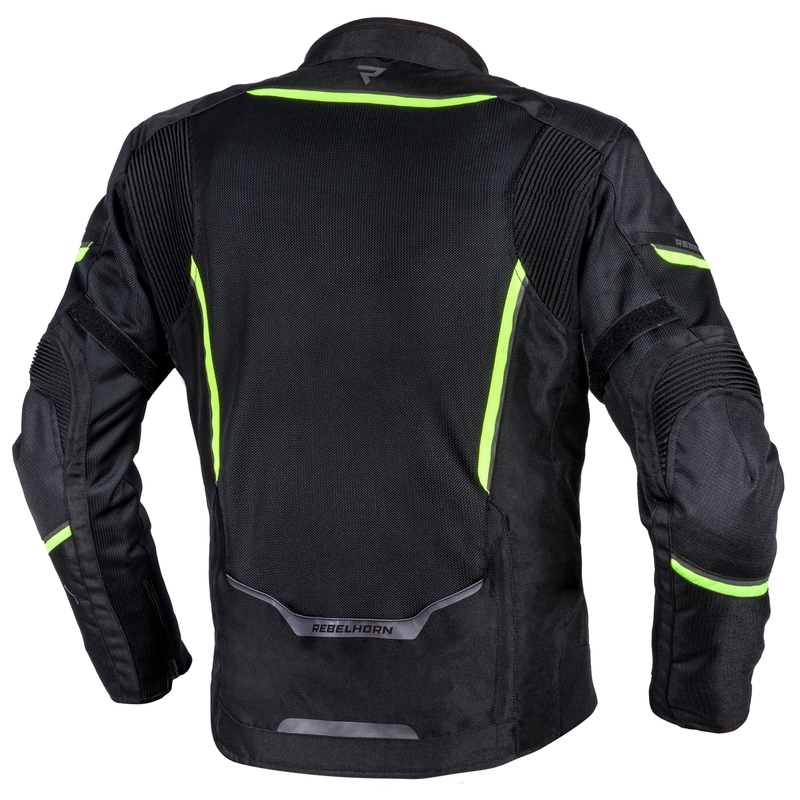 Bunda na motocykel Rebelhorn Flux čierno-fluorescenčno žltá