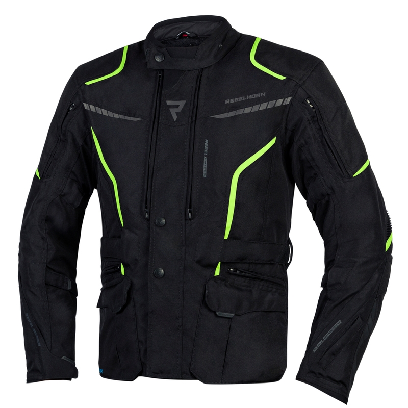 Bunda na motocykel Rebelhorn Hiker III čierno-fluorescenčno žltá