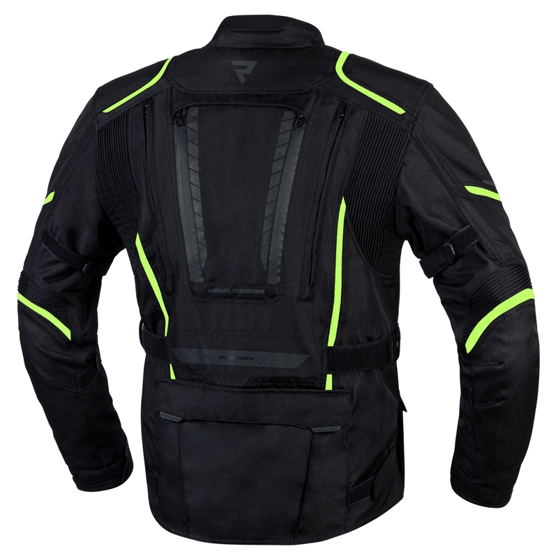 Bunda na motocykel Rebelhorn Hiker III čierno-fluorescenčno žltá