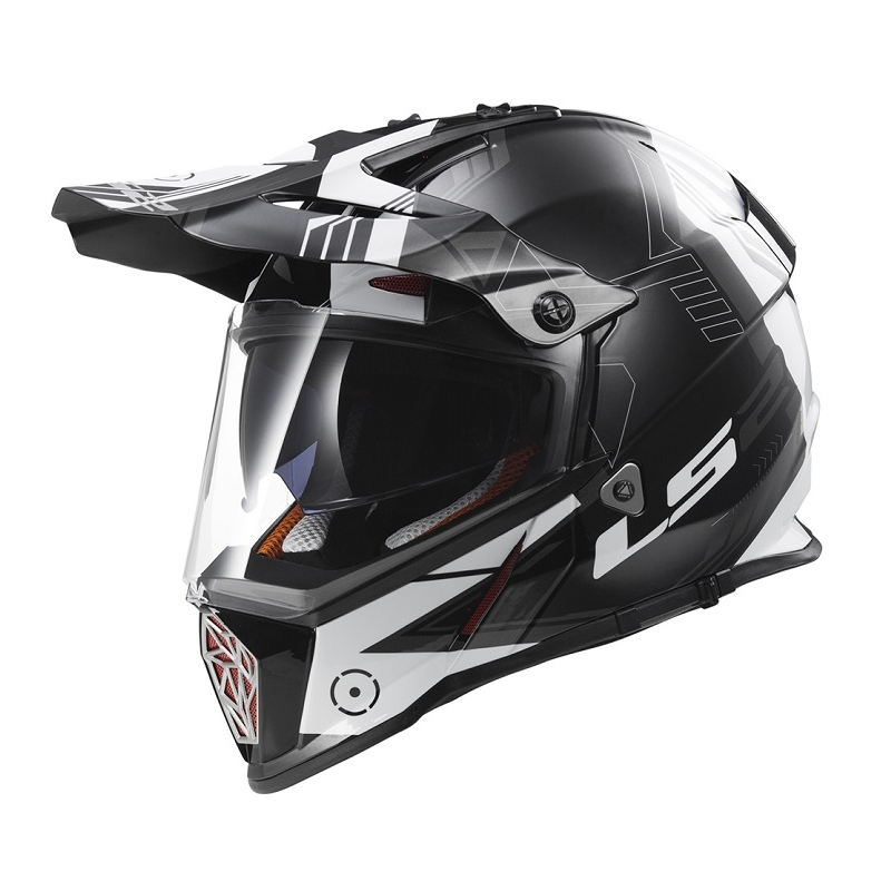 Enduro prilba LS2 MX436 Pioneer Trigger čierno-bielo-titánová