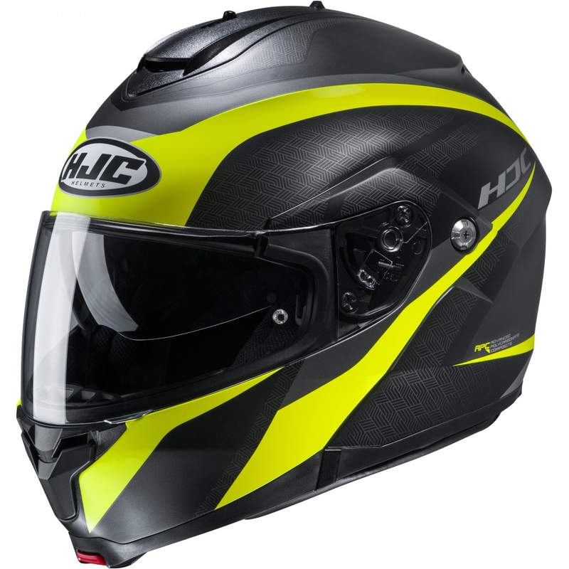 Odklápacia prilba na motocykel HJC C91 Taly MC4HSF čierno-sivo-fluorescenčno žltá