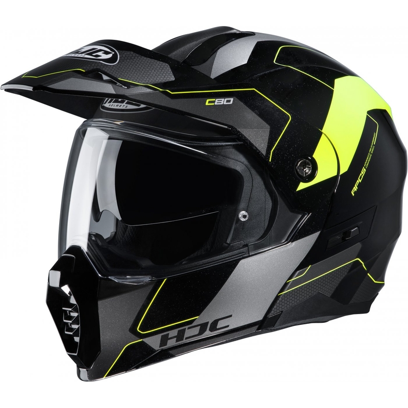 Odklápacia prilba na motocykel HJC C80 Rox MC4H čierno-sivo-fluorescenčno žltá