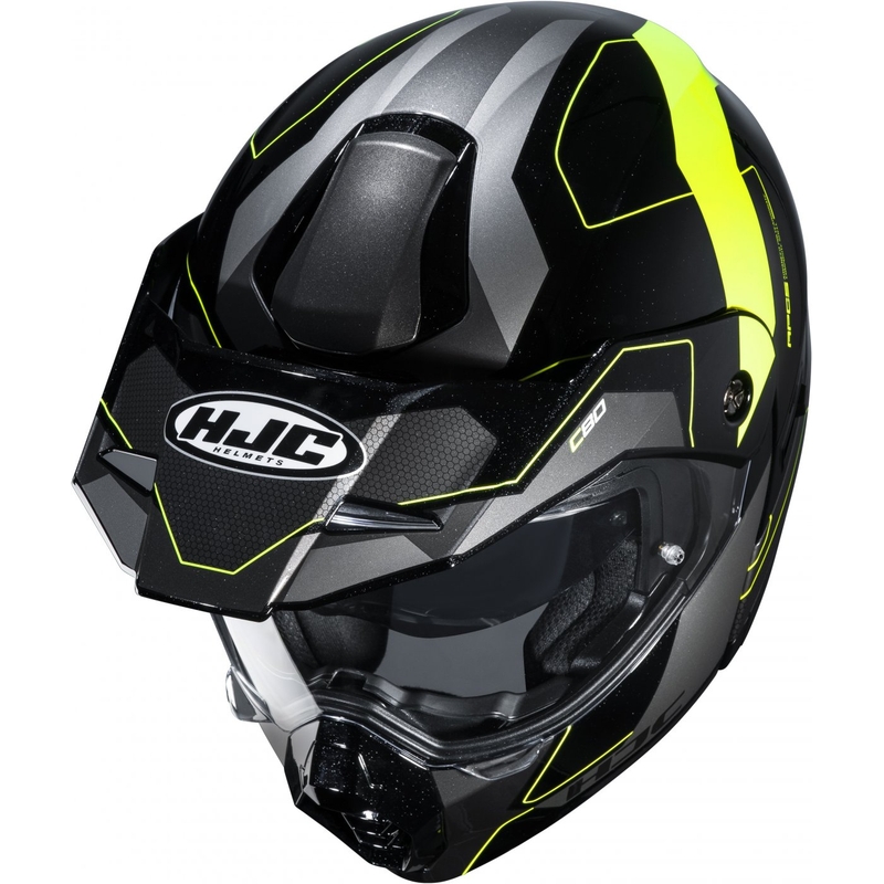 Odklápacia prilba na motocykel HJC C80 Rox MC4H čierno-sivo-fluorescenčno žltá