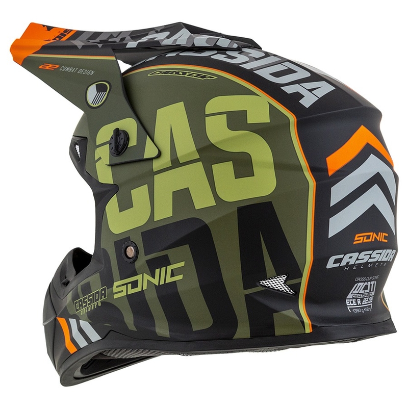 Motokrosová prilba Cassida Cross Cup Sonic oranžovo-zelená matná