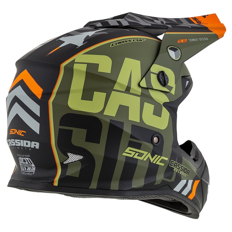 Motokrosová prilba Cassida Cross Cup Sonic oranžovo-zelená matná