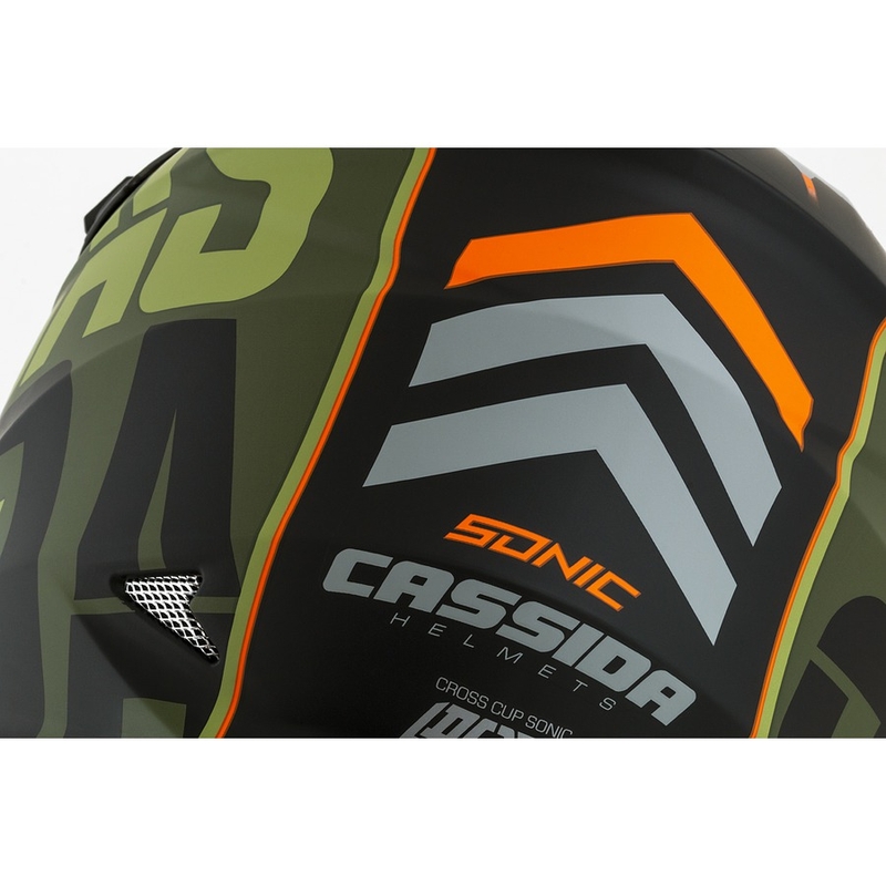 Motokrosová prilba Cassida Cross Cup Sonic oranžovo-zelená matná