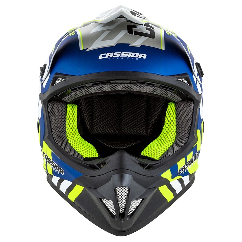 Motokrosová prilba Cassida Cross Cup Sonic fluo žlto-modrá matná