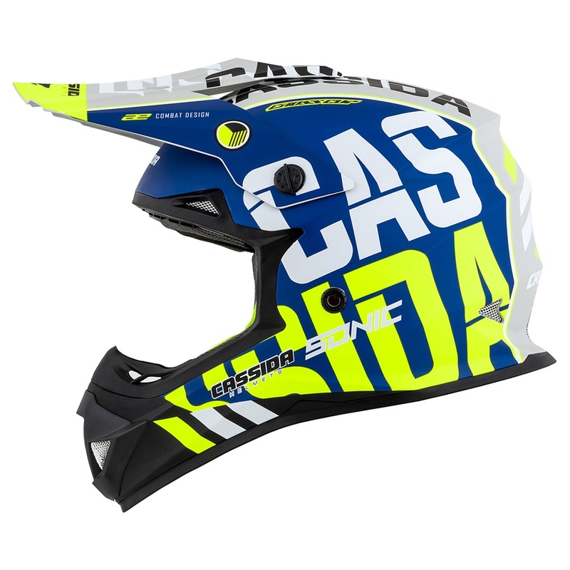 Motokrosová prilba Cassida Cross Cup Sonic fluo žlto-modrá matná