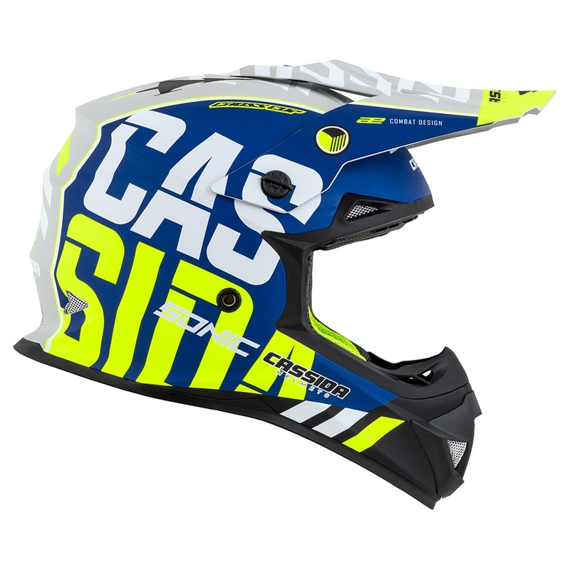 Motokrosová prilba Cassida Cross Cup Sonic fluo žlto-modrá matná