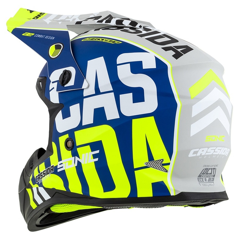 Motokrosová prilba Cassida Cross Cup Sonic fluo žlto-modrá matná