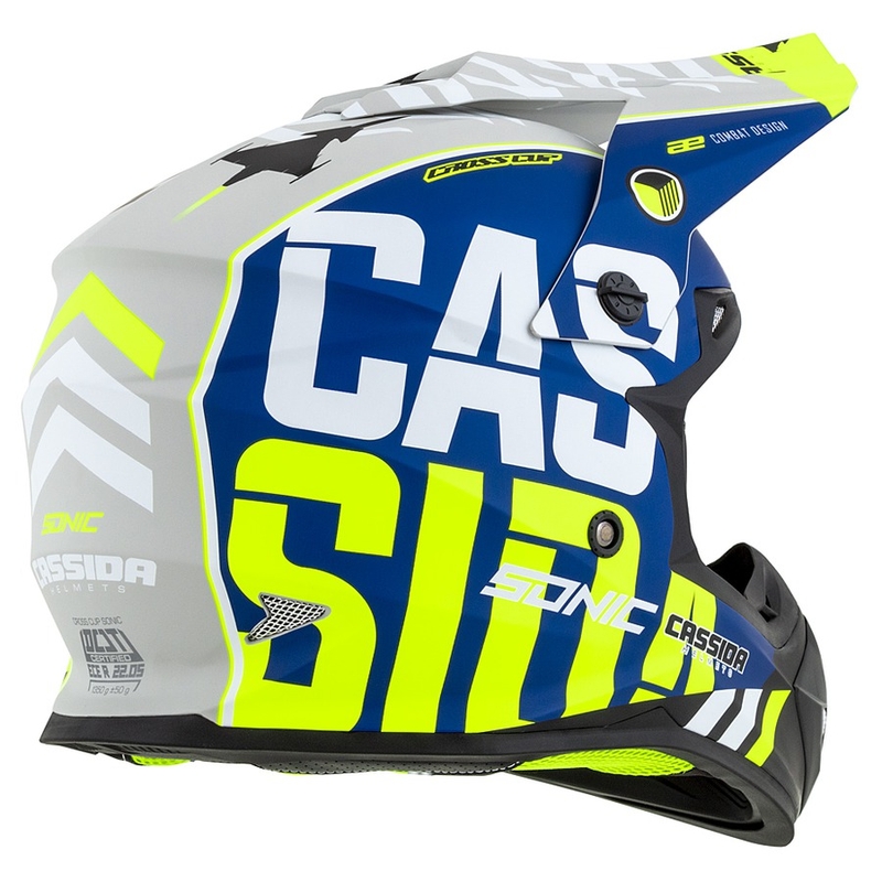 Motokrosová prilba Cassida Cross Cup Sonic fluo žlto-modrá matná