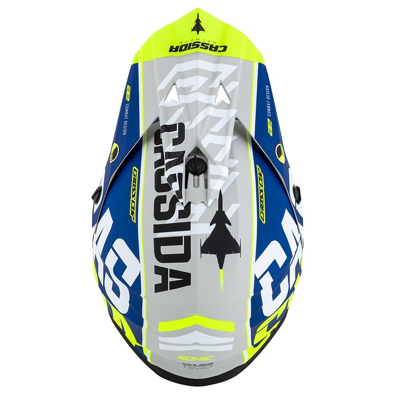 Motokrosová prilba Cassida Cross Cup Sonic fluo žlto-modrá matná