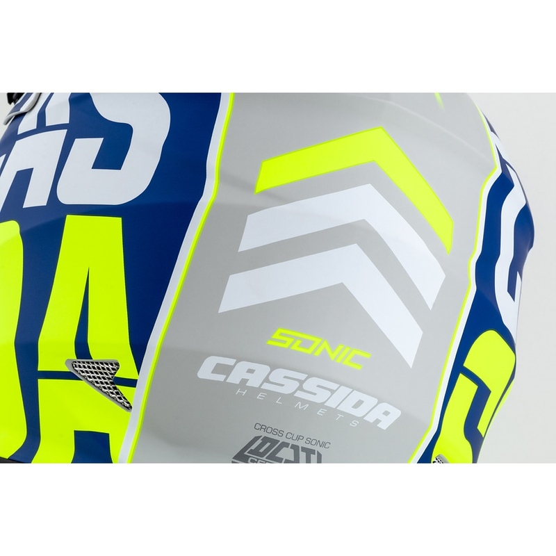 Motokrosová prilba Cassida Cross Cup Sonic fluo žlto-modrá matná