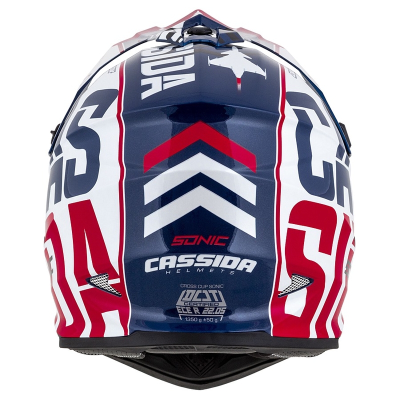 Motokrosová prilba Cassida Cross Cup Sonic červeno-modro-biela