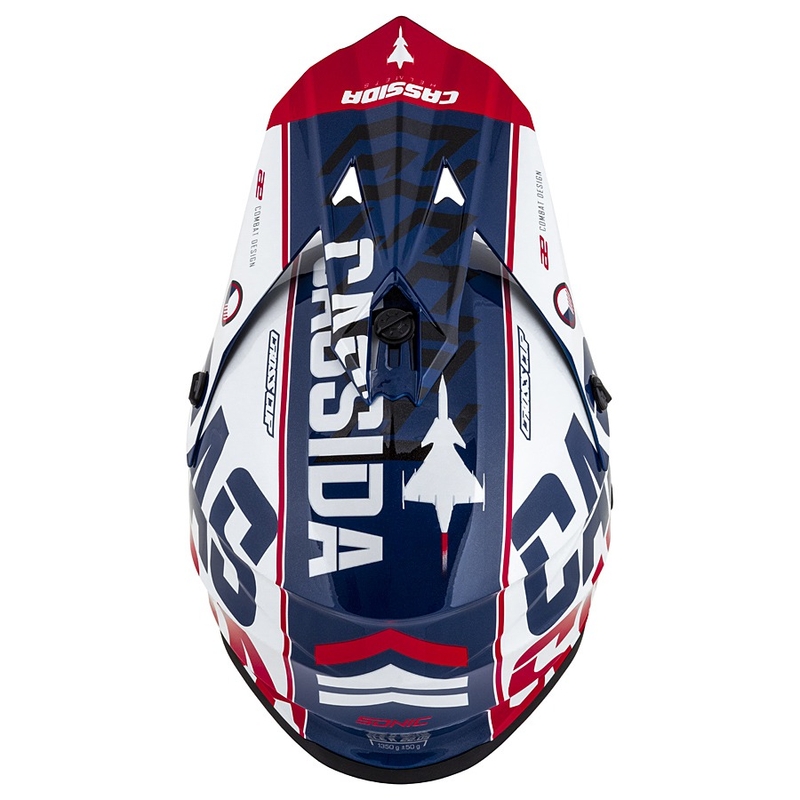 Motokrosová prilba Cassida Cross Cup Sonic červeno-modro-biela