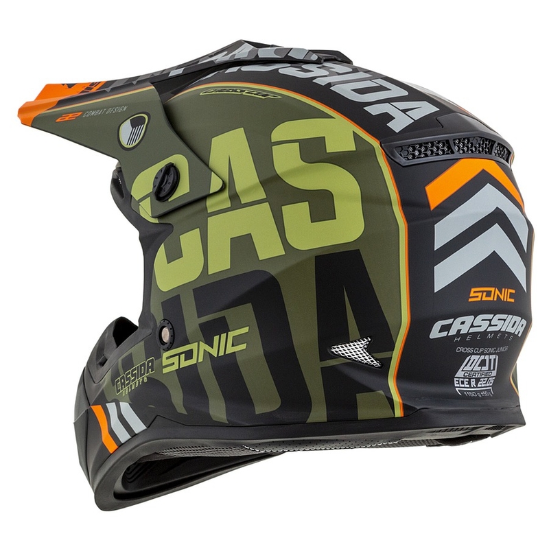 Detská motokrosová prilba Cassida Cross Cup Sonic Junior oranžovo-zelená matná výpredaj