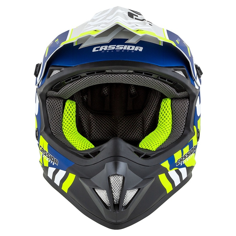 Detská motokrosová prilba Cassida Cross Cup Sonic Junior fluo žlto-modrá matná výpredaj