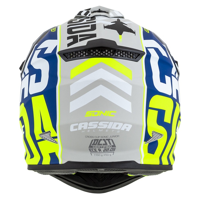 Detská motokrosová prilba Cassida Cross Cup Sonic Junior fluo žlto-modrá matná výpredaj