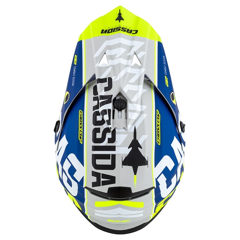 Detská motokrosová prilba Cassida Cross Cup Sonic Junior fluo žlto-modrá matná výpredaj