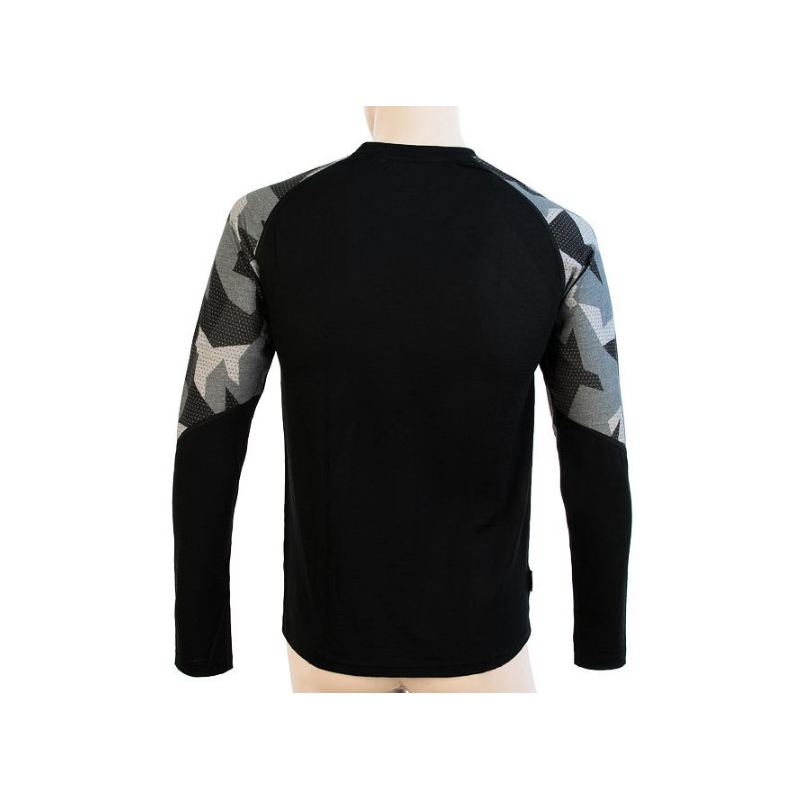 Pánske termo tričko Sensor Merino Impress čierno-maskáčové - dlhý rukáv výpredaj