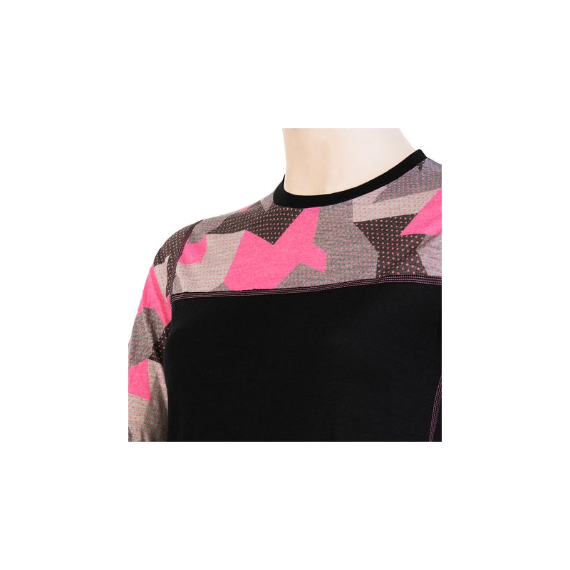 Dámske termo tričko Sensor Merino Impress čierno-maskáčové - dlhý rukáv výpredaj