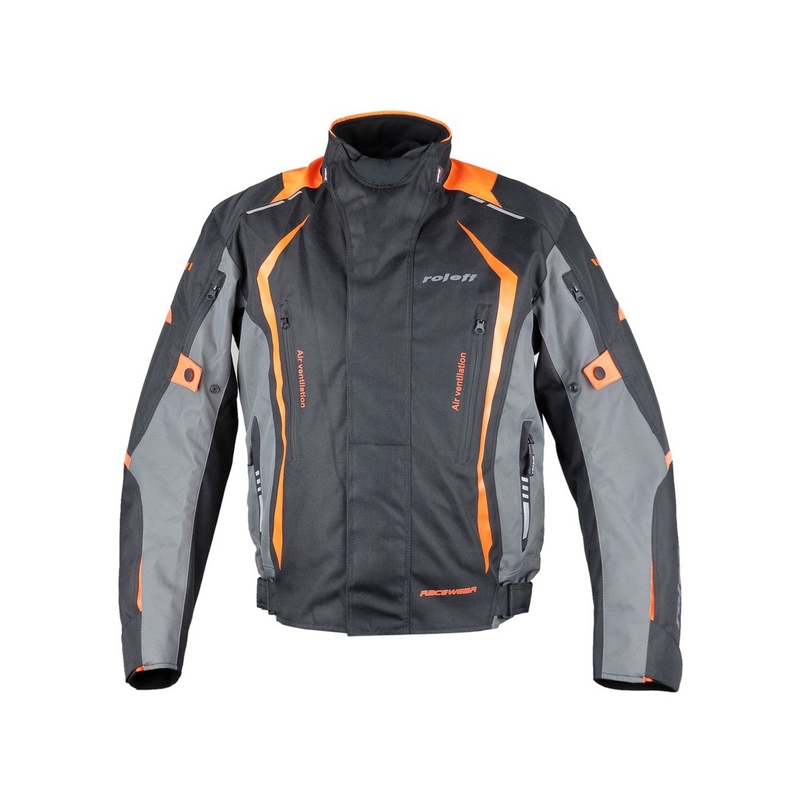 Bunda na motocykel Roleff Olpe čierno-sivo-oranžová