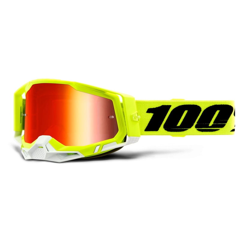 Motokrosové okuliare 100 % RACECRAFT 2 fluorescenčno žlté (červené zrkadlové plexisklo)