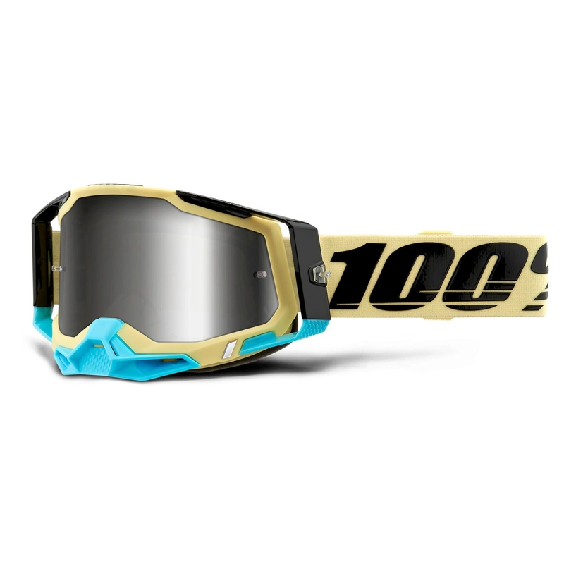 Motokrosové okuliare 100 % RACECRAFT 2 žlté (strieborné zrkadlové plexisklo)