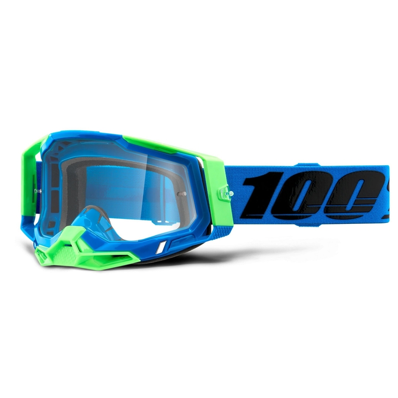 Motokrosové okuliare 100 % RACECRAFT 2 modro-zelené (číre plexisklo)